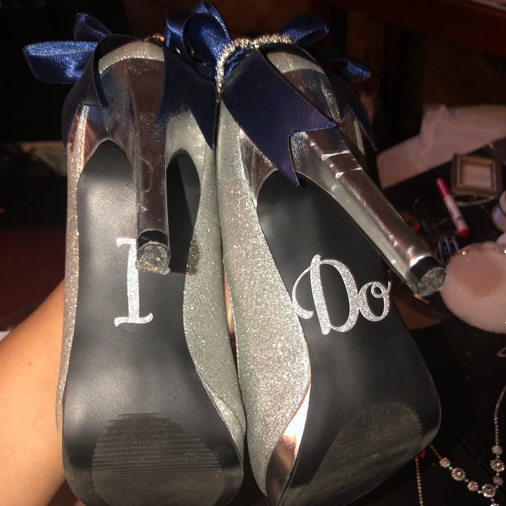 Silver wedding heels made custom